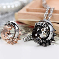 Couple Lovers Valentine Black Stainless Steel His Crown Pendant Chain