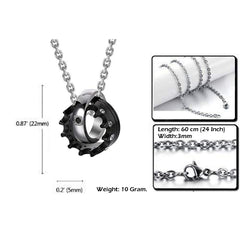 Couple Lovers Valentine Black Stainless Steel His Crown Pendant Chain