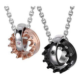 Couple Lovers Valentine Stainless Steel His Her Crown Pendant Chain