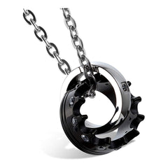 Couple Lovers Valentine Stainless Steel His Her Crown Pendant Chain