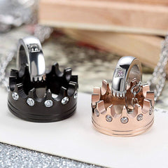 Couple Lovers Valentine Stainless Steel His Her Crown Pendant Chain