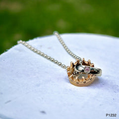 Couple Lovers Valentine Pink Stainless Steel Her Crown Pendant Chain Unisex