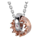 Couple Lovers Valentine Pink Stainless Steel Her Crown Pendant Chain