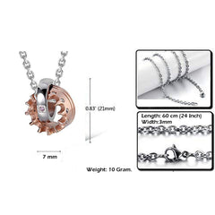 Couple Lovers Valentine Pink Stainless Steel Her Crown Pendant Chain