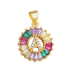 Initial Alphabet Large Letter Cubic Zirconia Cz 18K Gold Only Pendant Locket