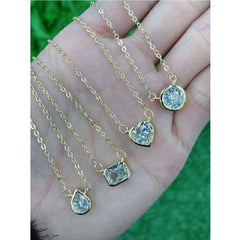 Copper Cubic Zirconia Gold Drop Pear Solitaire Pendant For Women