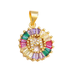 Initial Alphabet Large Letter Cubic Zirconia Cz 18K Gold Only Pendant Locket