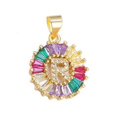 Initial Alphabet Large Letter Cubic Zirconia Cz 18K Gold Only Pendant Locket