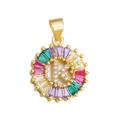 Initial Alphabet Large Letter Cubic Zirconia Cz 18K Gold Only Pendant Locket