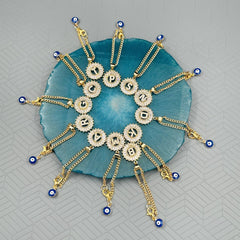 Copper Cubic Zirconia Crystal Evil Eye Initial alphabet Letter Initial alphabet Letter Watch charm For Women Gold