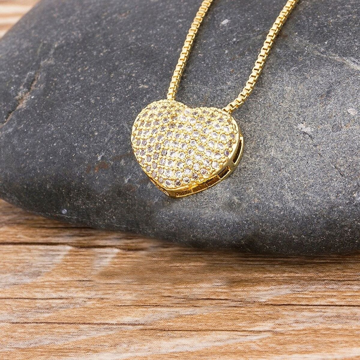 Girl Boy Heart Gold Copper Lover Pendant Necklace Chain