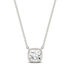 Princess Cut American Diamond Silver Necklace Pendant Chain