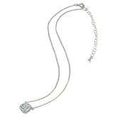 Princess Cut American Diamond Silver Necklace Pendant Chain