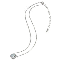 Princess Cut American Diamond Silver Necklace Pendant Chain