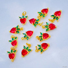 Cherry Gold Crystal Copper Charm For Women