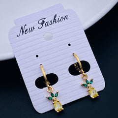 Strawberry 18K Gold Crystal Brass Hoop Earring Pair For Women