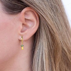 Strawberry 18K Gold Crystal Brass Hoop Earring Pair For Women