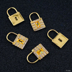 Lock 18K Gold Plated Crystal Cubic Zirconia Pendant Necklace For Women