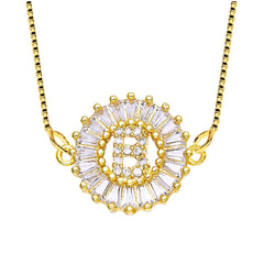 Cz Gold Initial Alphabet Letter B Necklace Pendant Chain