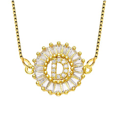Cz Gold Initial Alphabet Letter B Necklace Pendant Chain