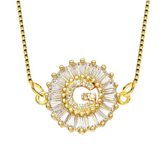 Cz Gold Initial Alphabet Letter B Necklace Pendant Chain