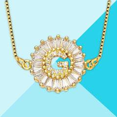 Cz Gold Initial Alphabet Letter B Necklace Pendant Chain