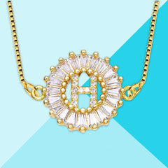 Cz Gold Initial Alphabet Letter B Necklace Pendant Chain