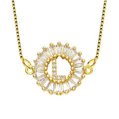 Cz Gold Initial Alphabet Letter B Necklace Pendant Chain