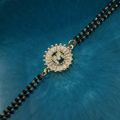 Customised Alphabet Initial Letters Baguette Cubic Zirconia 22K Gold Hand Mangalsutra Bracelet For Women
