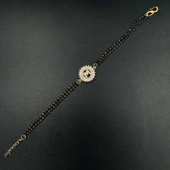 Customised Alphabet Initial Letters Baguette Cubic Zirconia 22K Gold Hand Mangalsutra Bracelet For Women