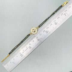 Customised Alphabet Initial Letters Baguette Cubic Zirconia 22K Gold Hand Mangalsutra Bracelet For Women