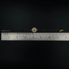 Customised Alphabet Initial Letters Baguette Cubic Zirconia 22K Gold Hand Mangalsutra Bracelet For Women