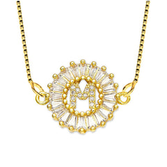 Cz Gold Initial Alphabet Letter B Necklace Pendant Chain