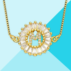 Cz Gold Initial Alphabet Letter B Necklace Pendant Chain