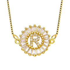 Cz Gold Initial Alphabet Letter B Necklace Pendant Chain