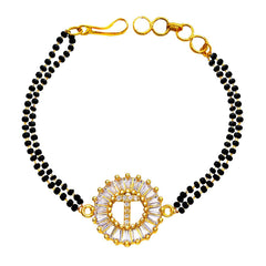 Customised Alphabet Initial Letters Baguette Cubic Zirconia 22K Gold Hand Mangalsutra Bracelet For Women