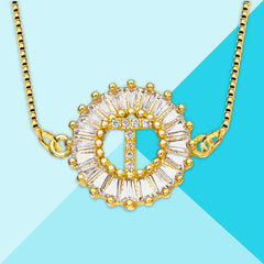 Cz Gold Initial Alphabet Letter B Necklace Pendant Chain