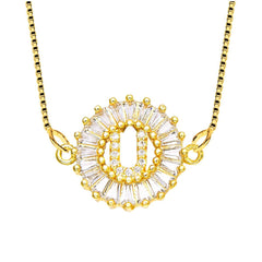 Cz Gold Initial Alphabet Letter B Necklace Pendant Chain