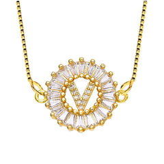 Cz Gold Initial Alphabet Letter B Necklace Pendant Chain