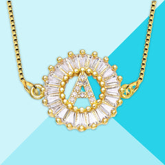 Cz Gold Initial Alphabet Letter B Necklace Pendant Chain