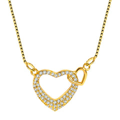 Valentine Couple Heart Love 18K Gold Pendant Chain Necklace Women