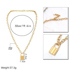 Padlock Lock Charm 18K Gold Plated Necklace Pendant Chain For Women Girls