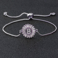 Initial Alphabet Large Letter Cubic Zirconia Silver Slider Bracelet