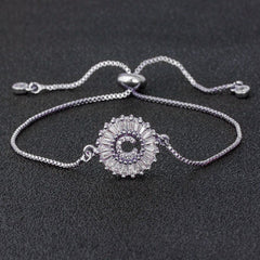 Initial Alphabet Large Letter Cubic Zirconia Silver Slider Bracelet
