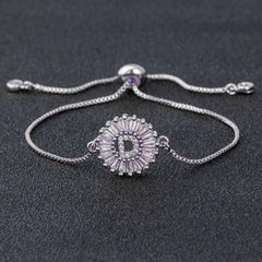 Initial Alphabet Large Letter Cubic Zirconia Silver Slider Bracelet