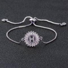 Initial Alphabet Large Letter Cubic Zirconia Silver Slider Bracelet