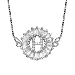 Cz Silver Initial Alphabet Letter B Necklace Pendant Chain