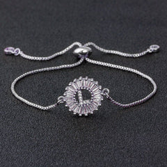 Initial Alphabet Large Letter Cubic Zirconia Silver Slider Bracelet