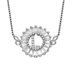 Cz Silver Initial Alphabet Letter B Necklace Pendant Chain