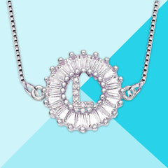 Cz Silver Initial Alphabet Letter B Necklace Pendant Chain